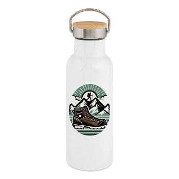 Chaussure randonnée Montagne Trekkeur Randonneur - Gourde isotherme avec bouchon en bambou - blanc - Droite