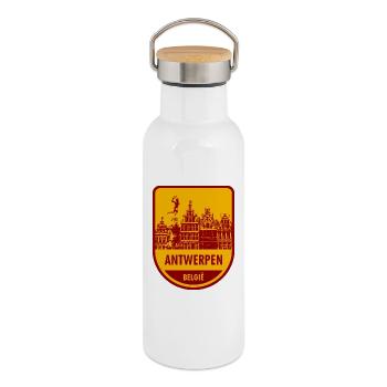 Anvers België - Gourde isotherme avec bouchon en bambou - blanc - Droite