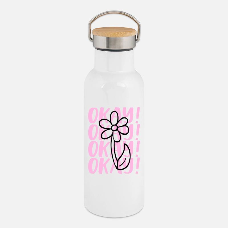 Statement Design - Thermal Bottle with Bamboo Lid - white
