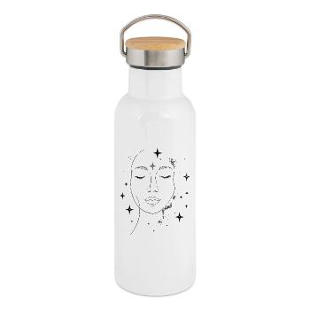 Face in Stardust - Thermal Bottle with Bamboo Lid - white - Right