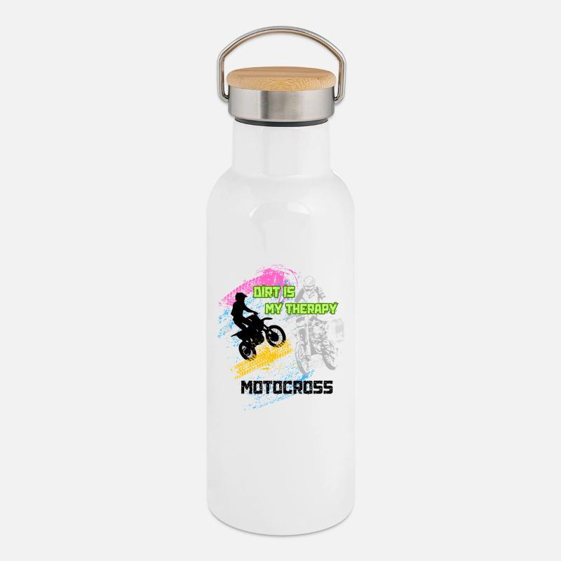 Motocross Graffiti - Thermal Bottle with Bamboo Lid - white