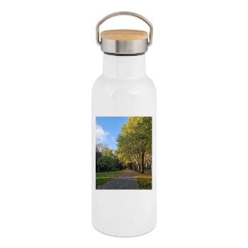 Herbstpfad durch Lauballee - Thermosflasche mit Bambusdeckel - Weiß - Rechts