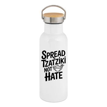 Spread Tzatziki Not Hate - Thermal Bottle with Bamboo Lid - white - Right