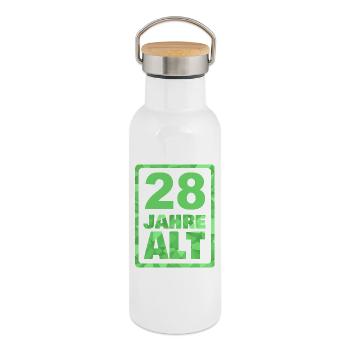 Alt 28 - Thermosflasche mit Bambusdeckel - Weiß - Rechts