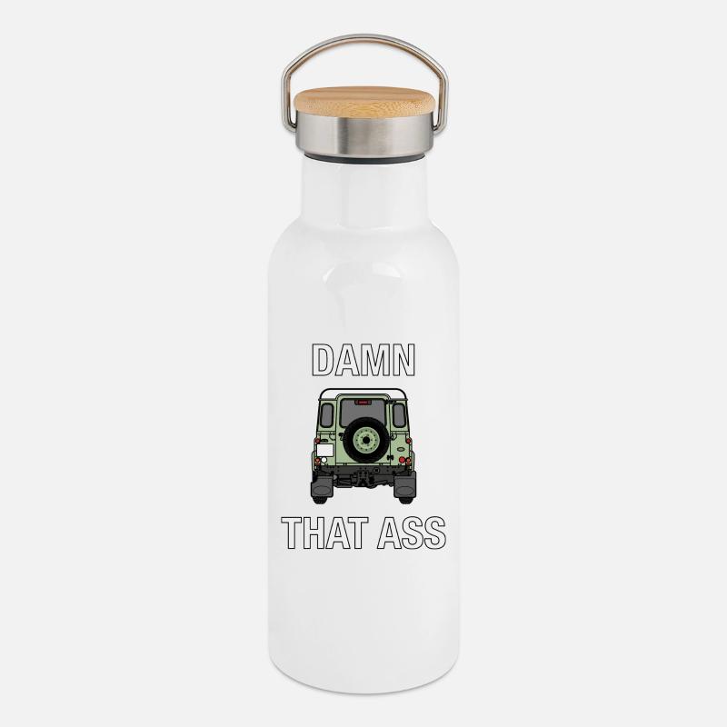 Defender - Damn That Ass - Thermal Bottle with Bamboo Lid - white