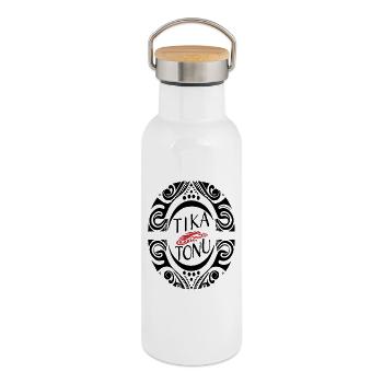 Tika Tonu Maori Design - Maori T-Shirt - Thermal Bottle with Bamboo Lid - white - Right