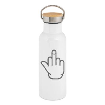 Middle finger - Thermal Bottle with Bamboo Lid - white - Right