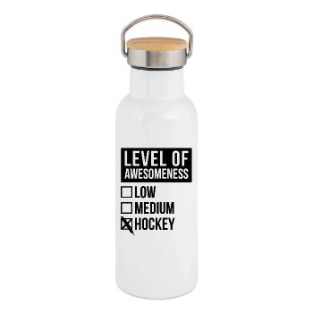 hockey - Gourde isotherme avec bouchon en bambou - blanc - Droite