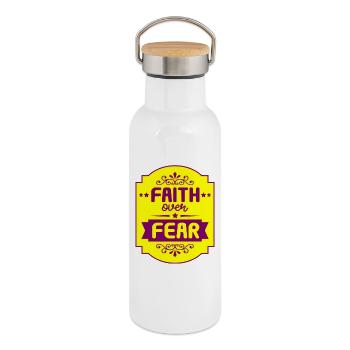 Religion Motivationstext Glaube über Angst T-Shirt - Thermosflasche mit Bambusdeckel - Weiß - Rechts