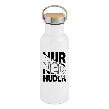 nur ned hudln - nur mit der Ruhe, Dialekt - Thermal Bottle with Bamboo Lid - white - Right