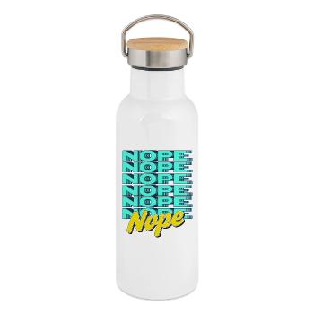 NOPE – Bold & Sassy Statement - Thermal Bottle with Bamboo Lid - white - Right