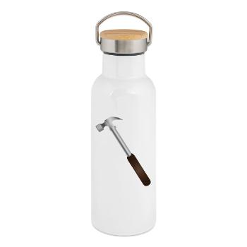 Zimmermannshammer – Symbol echter Handwerkskunst - Thermosflasche mit Bambusdeckel - Weiß - Rechts