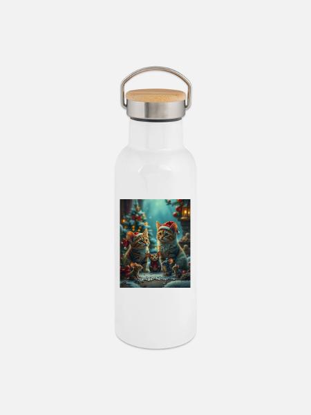 Didimaus - Thermosflasche mit Bambusdeckel - Weiß