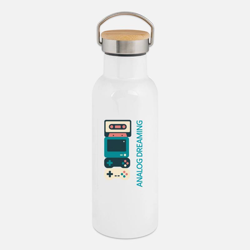 Analog Dreaming Console Stack - Thermal Bottle with Bamboo Lid - white