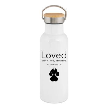Le chien aimé - Gourde isotherme avec bouchon en bambou - blanc - Droite