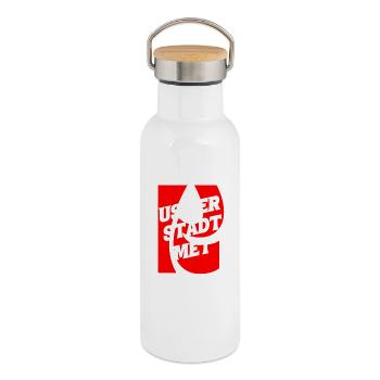 Us of the city met K - Thermal Bottle with Bamboo Lid - white - Right