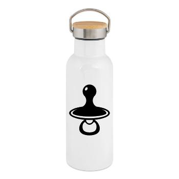 Babyschnuller - Thermosflasche mit Bambusdeckel - Weiß - Rechts
