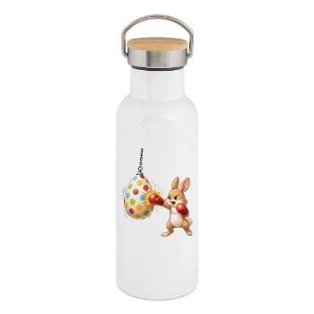 Boxender Osterhase mit Osterei-Boxsack - Thermosflasche mit Bambusdeckel - Weiß - Rechts