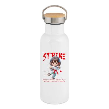 Chibi Karateheld Strike - Thermosflasche mit Bambusdeckel - Weiß - Rechts
