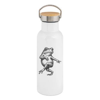 Verrückter Frosch - Thermosflasche mit Bambusdeckel - Weiß - Rechts
