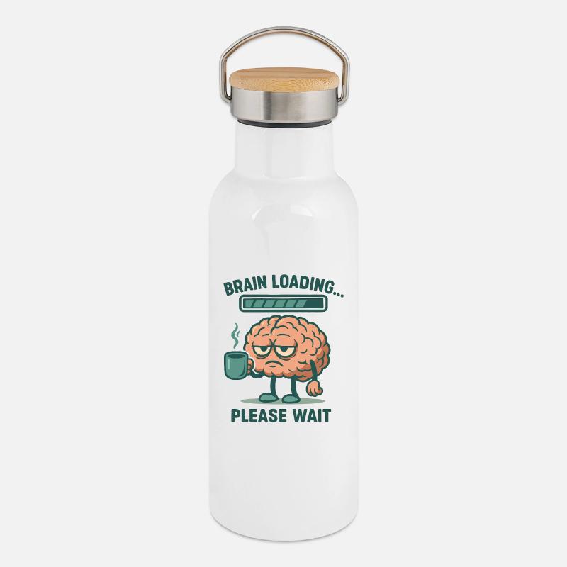 Brain Loading - Thermal Bottle with Bamboo Lid - white