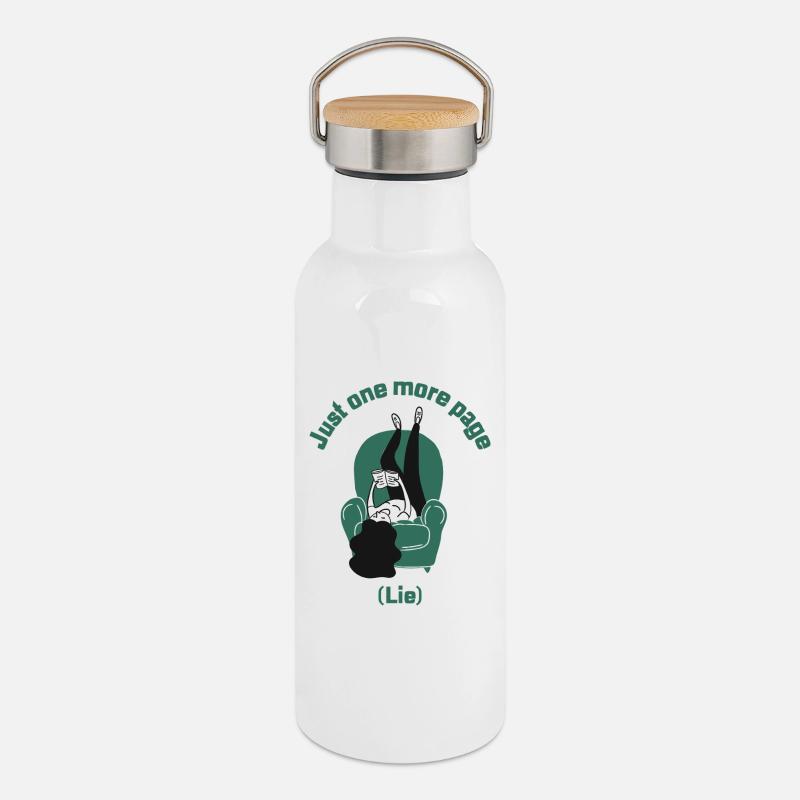 Nur noch eine (Lüge) - Thermosflasche mit Bambusdeckel - Weiß