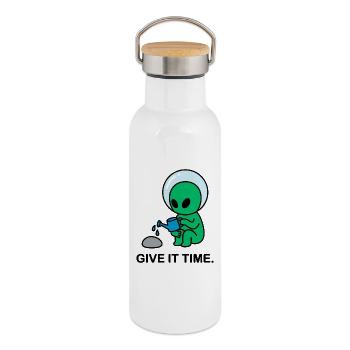 Interstellare Geduld - Thermosflasche mit Bambusdeckel - Weiß - Rechts