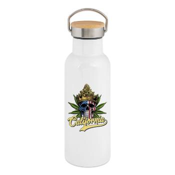 California - Thermosflasche mit Bambusdeckel - Weiß - Rechts