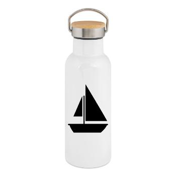 Sail - Thermosflasche mit Bambusdeckel - Weiß - Rechts