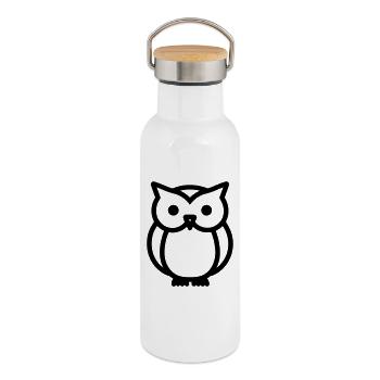 Owl - Thermal Bottle with Bamboo Lid - white - Right