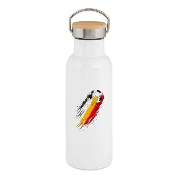 Fußball Belgien Trikolore Drag - Thermosflasche mit Bambusdeckel - Weiß - Rechts