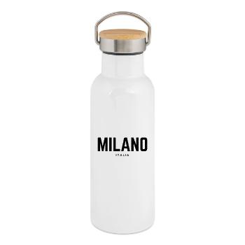 Milan Milan Italy - Thermal Bottle with Bamboo Lid - white - Right