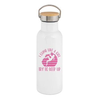 Klettern Bouldern - Thermosflasche mit Bambusdeckel - Weiß - Rechts
