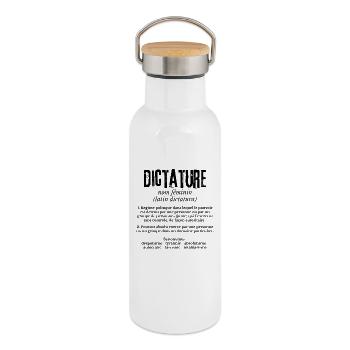 Dictature - Gourde isotherme avec bouchon en bambou - blanc - Droite