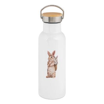 Rabbit Floppy Ear Easter Rabbit Mom - Thermal Bottle with Bamboo Lid - white - Right
