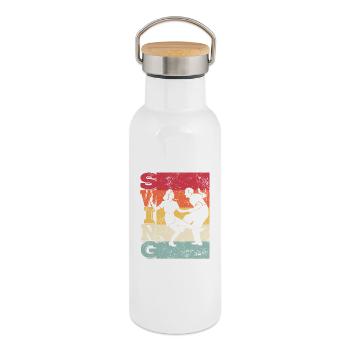 Boogie Woogie Swing Tanzen Retro Farben Vintage - Thermosflasche mit Bambusdeckel - Weiß - Rechts