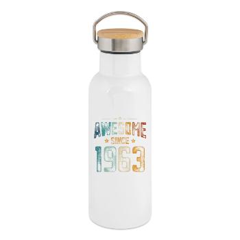 1963 Born Birthday Year of birth - Thermal Bottle with Bamboo Lid - white - Right