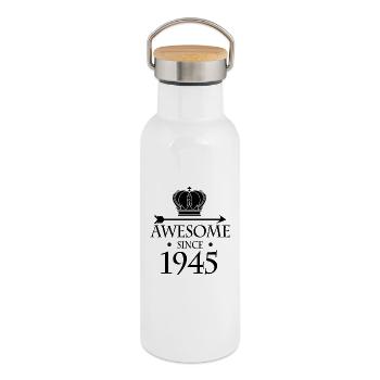 Jahrgang 1945 - Fantastisch seit 1945 - Thermosflasche mit Bambusdeckel - Weiß - Rechts
