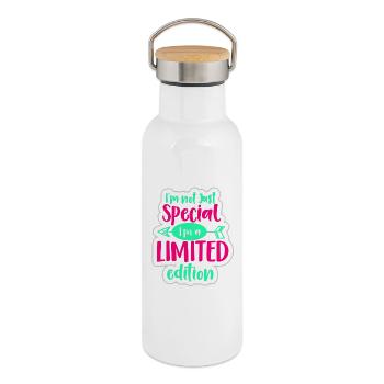 Je ne suis pas spécial, je suis une édition limitée* - Gourde isotherme avec bouchon en bambou - blanc - Droite