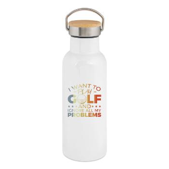 Lustiger Golf Spruch - Thermosflasche mit Bambusdeckel - Weiß - Rechts