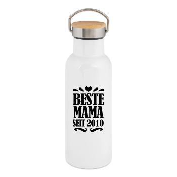 Beste Mama seit 2010 - Thermosflasche mit Bambusdeckel - Weiß - Rechts