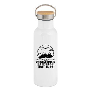 19th birthday mountains mountain summit - 19 years old - Thermal Bottle with Bamboo Lid - white - Right