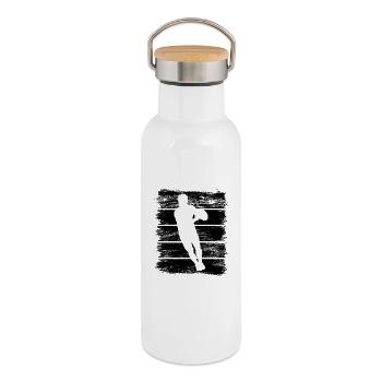 Rugby player - Thermal Bottle with Bamboo Lid - white - Right