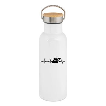 Impulsion ECG d’abeille - Gourde isotherme avec bouchon en bambou - blanc - Droite