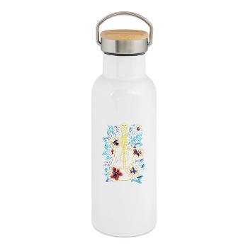 Hawaii Musik Retro Look - Thermosflasche mit Bambusdeckel - Weiß - Rechts