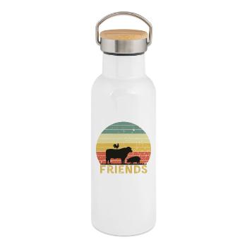 Farmyard Animal Friendship Design - Thermal Bottle with Bamboo Lid - white - Right