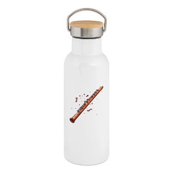 Flute Graphic - Thermal Bottle with Bamboo Lid - white - Right