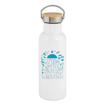 Rain Keep Réutilisation - Gourde isotherme avec bouchon en bambou - blanc - Droite