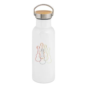 Vintage Ukulelen - Thermosflasche mit Bambusdeckel - Weiß - Rechts