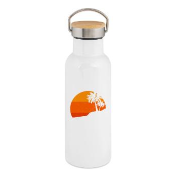 Sunset Palm Trees Retro Tropical Vibes - Thermal Bottle with Bamboo Lid - white - Right
